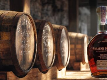 Bowman Cask Strength Bourbon with oak barrels in Virginia