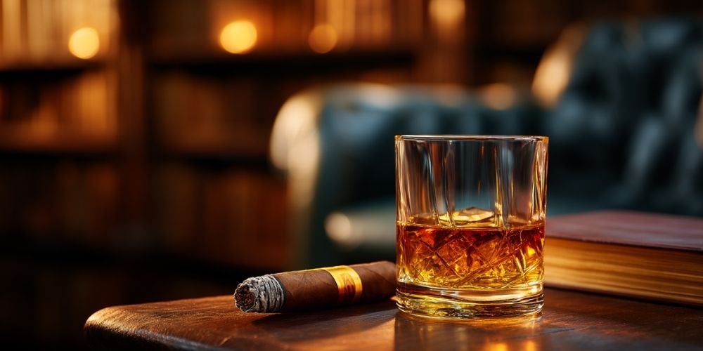 Premium cigar and whiskey pairing lifestyle photo