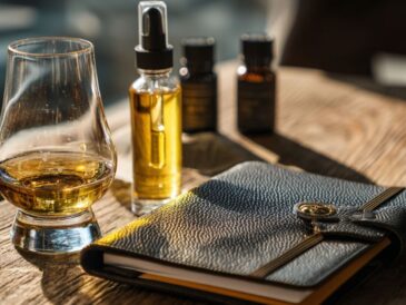 How to taste whiskey step by step with Glencairn glass, tasting notebook, and dropper