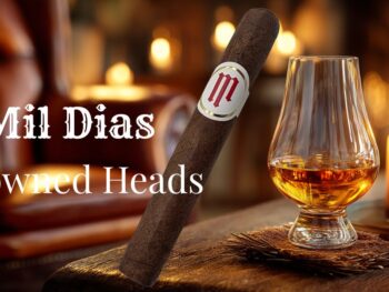 Crowned Heads Mil Días cigar review pairing with aged rum in an elegant setting.