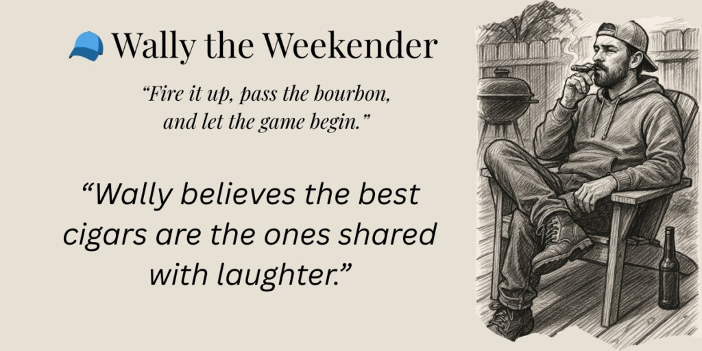Card with Wally the Weekender type of cigar smokers personality