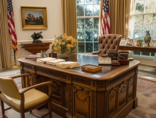 The desk where Pres. Kennedy signed Proclamation 3447, part of the JFK Cigars story