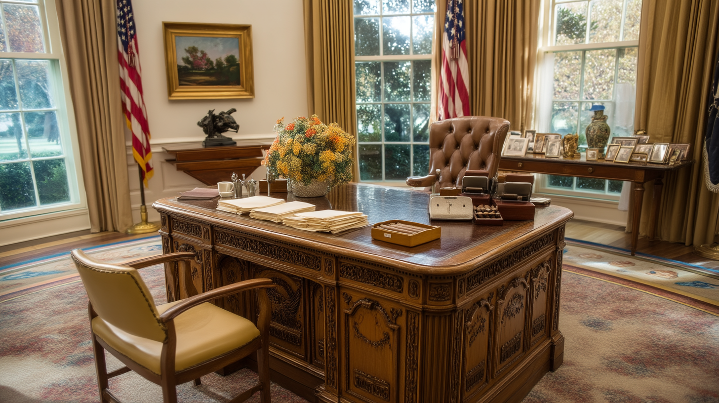 The desk where Pres. Kennedy signed Proclamation 3447, part of the JFK Cigars story