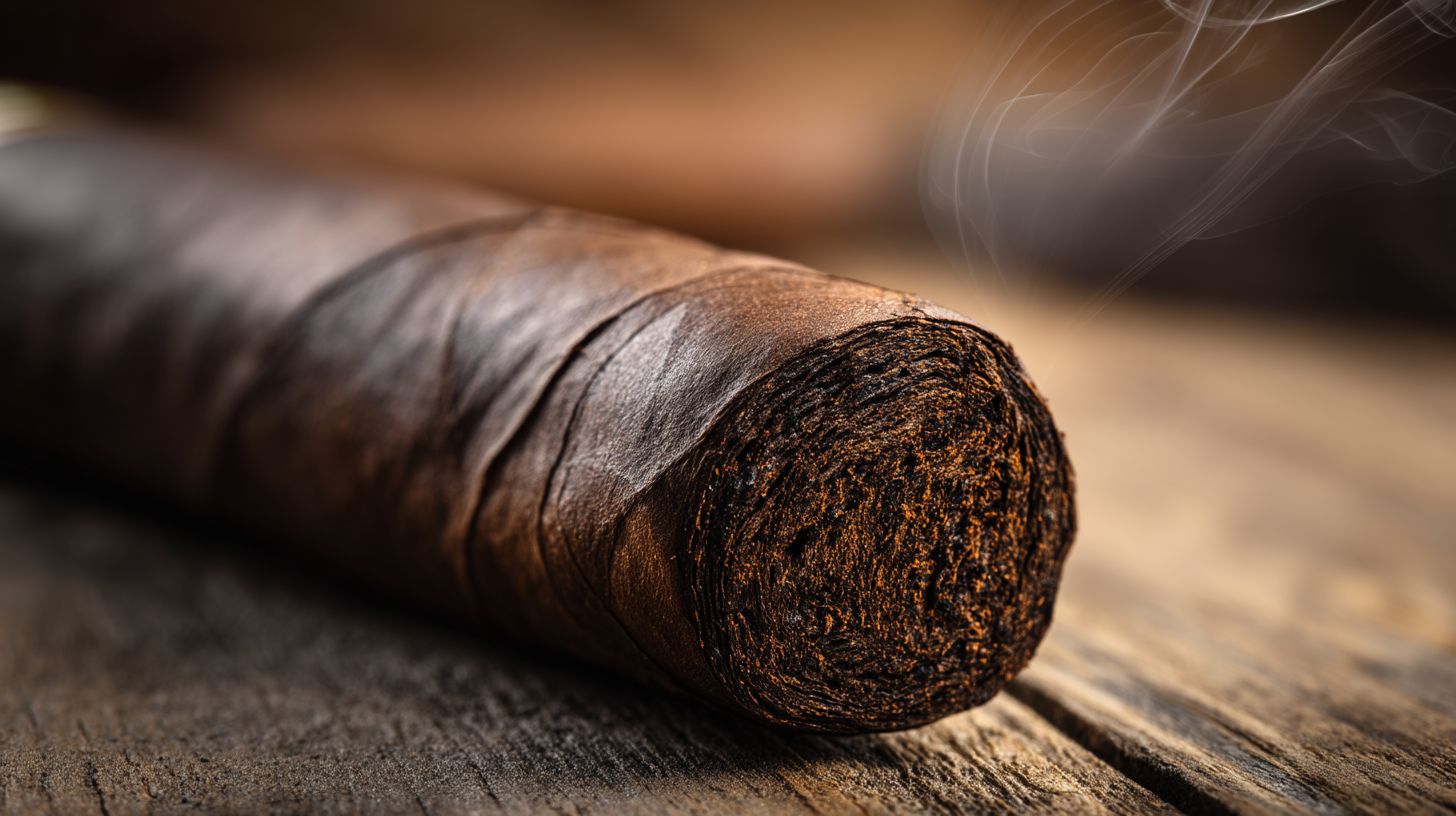 Close-up of a Maduro cigar wrapper showing its dark, oily texture and natural sheen.