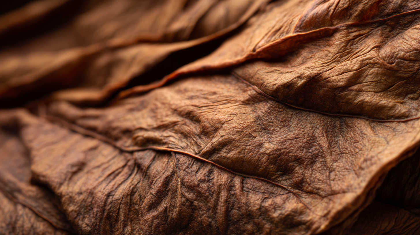 Close-up of a Cameroon cigar wrapper showing its toothy texture and medium-brown hue.