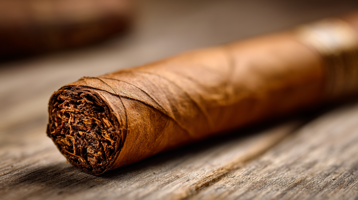 Close-up of a Connecticut Shade cigar wrapper showing its pale, silky texture and even color.