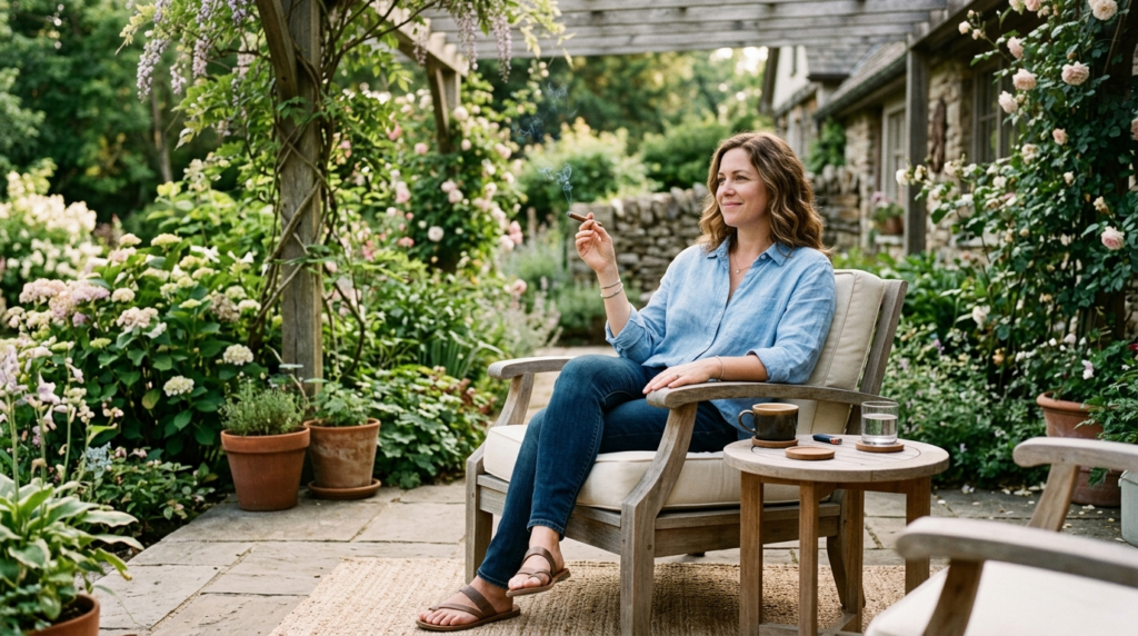 Short everyday cigar smoke in relaxed outdoor setting for busy lifestyle smokers